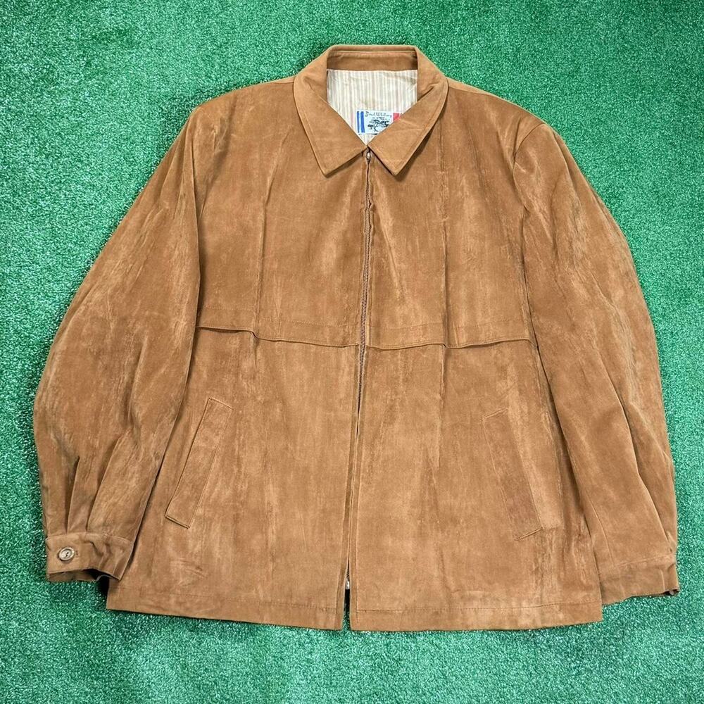Vintage 70s/80s Brad Whitney tan suede leather zip-up jacket Talon Zip mens XXL